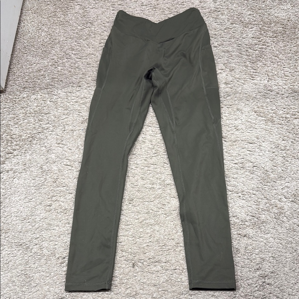 Green High-Waisted Compression Leggings - Picture 3 of 5